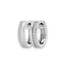 14K Solid Gold Diamond Petit Hoop Earrings - Triple C Diamond's