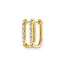 14K Solid Gold Diamond Square Hoop Earrings - Triple C Diamond's