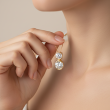 14K Solid Gold Dubble Diamond Half Bezel Setting Pendant