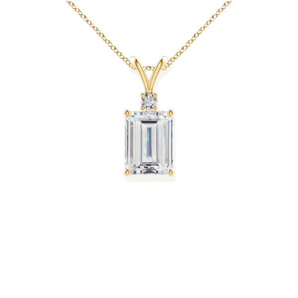 14K Solid Gold Emerald Cut Solitaire Diamond Pendant - IGI Certified - Triple C Diamond's
