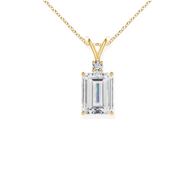 14K Solid Gold Emerald Cut Solitaire Diamond Pendant - IGI Certified - Triple C Diamond's