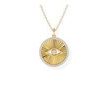 14K Solid Gold Evil Eye Diamond Necklace - Triple C Diamond's