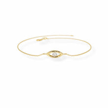 14K Solid Gold Evil Eye Solitaire Diamond Bracelet - Triple C Diamond's