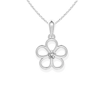 14K Solid Gold Flower Single Diamond Necklace - Triple C Diamond's