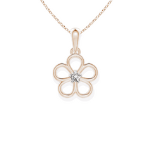 14K Solid Gold Flower Single Diamond Necklace - Triple C Diamond's
