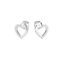 14K Solid Gold Half Heart Design Diamond Earrings - Triple C Diamond's