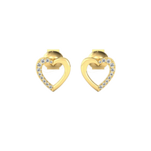 14K Solid Gold Half Heart Design Diamond Earrings - Triple C Diamond's