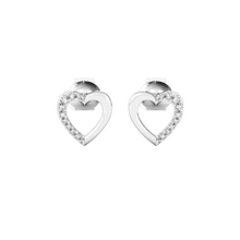 14K Solid Gold Half Heart Design Diamond Earrings - Triple C Diamond's