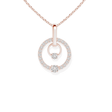 14K Solid Gold Hanging Tow Circle Diamond Necklace - Triple C Diamond's