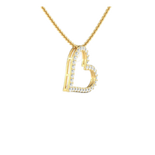 14K Solid Gold Heart Design Diamond Necklace - Triple C Diamond's