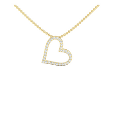 14K Solid Gold Heart Design Diamond Necklace - Triple C Diamond's