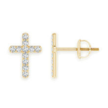 14K Solid Gold Holy Cross Diamond Earrings - Triple C Diamond's