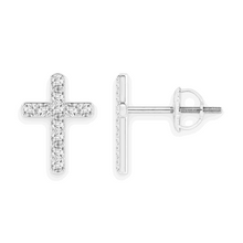 14K Solid Gold Holy Cross Diamond Earrings - Triple C Diamond's