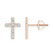 14K Solid Gold Holy Cross Diamond Earrings - Triple C Diamond's