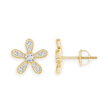 14K Solid Gold Lily Flower Style Designer Earrings - Triple C Diamond's