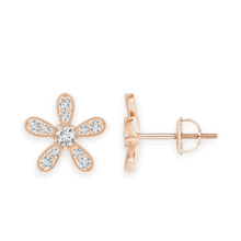 14K Solid Gold Lily Flower Style Designer Earrings - Triple C Diamond's