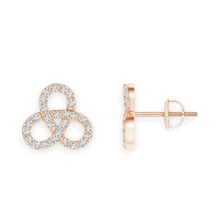 14K Solid Gold Love Knot Designer Style Diamond Earrings - Triple C Diamond's