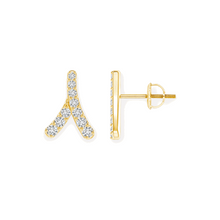 14K Solid Gold Lucky Bone Diamond Earrings - Triple C Diamond's