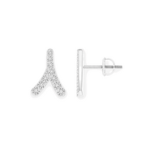 14K Solid Gold Lucky Bone Diamond Earrings - Triple C Diamond's