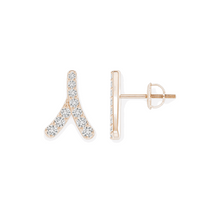 14K Solid Gold Lucky Bone Diamond Earrings - Triple C Diamond's