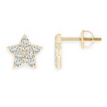 14K Solid Gold Medium Star Diamond Earrings - Triple C Diamond's