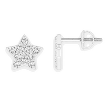 14K Solid Gold Medium Star Diamond Earrings - Triple C Diamond's