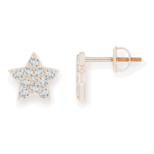 14K Solid Gold Medium Star Diamond Earrings - Triple C Diamond's