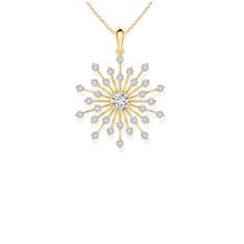 14K Solid Gold Motif Flower Diamond Necklace - Triple C Diamond's