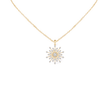 14K Solid Gold Motif Flower Diamond Necklace - Triple C Diamond's