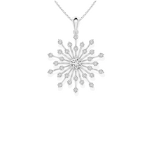 14K Solid Gold Motif Flower Diamond Necklace - Triple C Diamond's