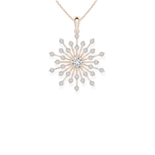 14K Solid Gold Motif Flower Diamond Necklace - Triple C Diamond's