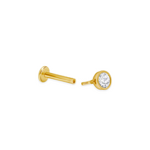 14K Solid Gold Natural Diamond Bezel Setting Flat Back Piercing Stud - Triple C Diamond's