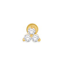 14K Solid Gold Natural Diamond Trio Piercing Flat Back Stud - Triple C Diamond's