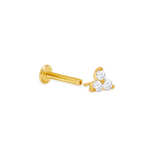 14K Solid Gold Natural Diamond Trio Piercing Flat Back Stud - Triple C Diamond's