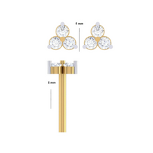 14K Solid Gold Natural Diamond Trio Piercing Flat Back Stud - Triple C Diamond's