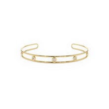 14K Solid Gold Open Cluff Diamond Bangle Bracelet - Triple C Diamond's