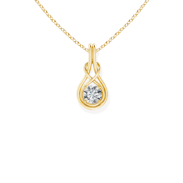 14K Solid Gold Petite Love knot Solitaire Diamond Pendant - Triple C Diamond's