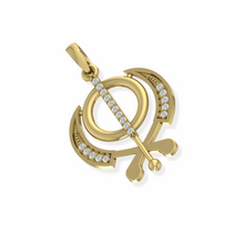 14K Solid Gold Religious Khanda Diamond Pendant - Triple C Diamond's
