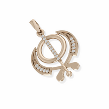 14K Solid Gold Religious Khanda Diamond Pendant - Triple C Diamond's