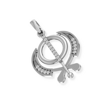 14K Solid Gold Religious Khanda Diamond Pendant - Triple C Diamond's