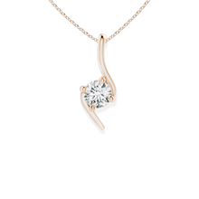 14K Solid Gold Round Brilliant Cut Twist Solitaire Diamond Pendant - Triple C Diamond's
