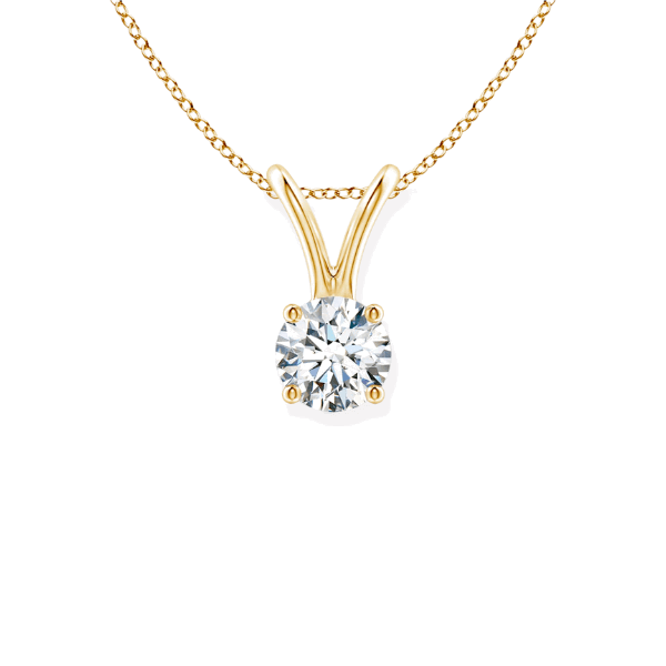 14K Solid Gold Round Cut Four Prong Solitaire Diamond Pendant - IGI Certified - Triple C Diamond's