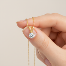 14K Solid Gold Round Cut Four Prong Solitaire Diamond Pendant - IGI Certified