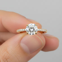 14K Solid Gold Round Cut Side Pave Style Diamond Ring - IGI Certified