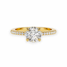 14K Solid Gold Round Cut Side Pave Style Diamond Ring - IGI Certified - Triple C Diamond's