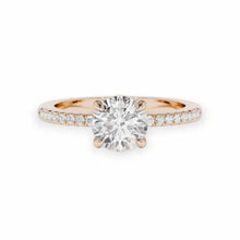 14K Solid Gold Round Cut Side Pave Style Diamond Ring - IGI Certified - Triple C Diamond's