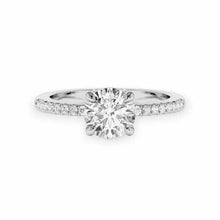 14K Solid Gold Round Cut Side Pave Style Diamond Ring - IGI Certified - Triple C Diamond's