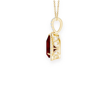14K Solid Gold Ruby Halo Style Pear Diamond Necklace - Triple C Diamond's