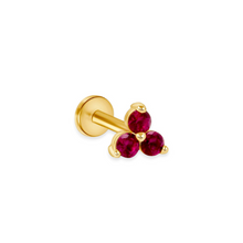 14K Solid Gold Ruby Trio Piercing Flat Back Stud - Triple C Diamond's