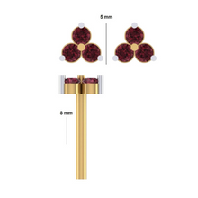 14K Solid Gold Green Emerald Trio Piercing Flat Back Stud